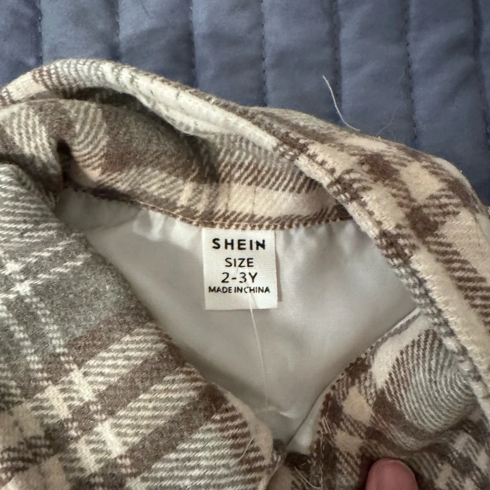 SHEIN Toddler Plaid Button-Up Jacket